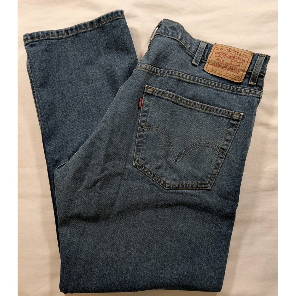 Levi's 505 Regular Fit Men's Jeans 38x30 Blue Medium Wash Straight Leg